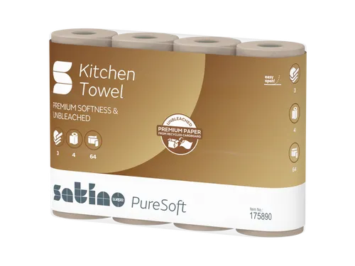 Keukenrol Satino 175891 PureSoft 3laags 4x64 vel naturel