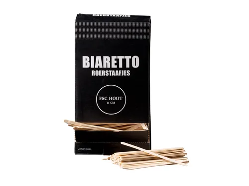 Roerstaafjes Biaretto hout 11cm 2000 stuks