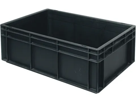 ESD-stapelbak,HxLxB 220x600x400mm,43l,PP,zwart,Wanden gesloten