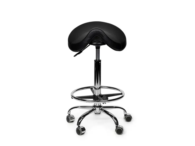 Zadelkruk Office Premium standaard met voetring harde wielen zw