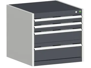 ladekast HxBxD 600x650x525mm 4laden romp RAL7035 front RAL7016 - 1
