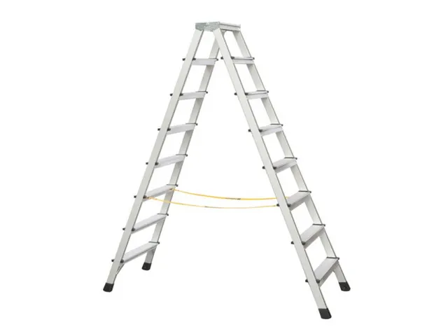 staande trap NL beide zijden 2x8treden aluminium gegroefd balk L 2 17m