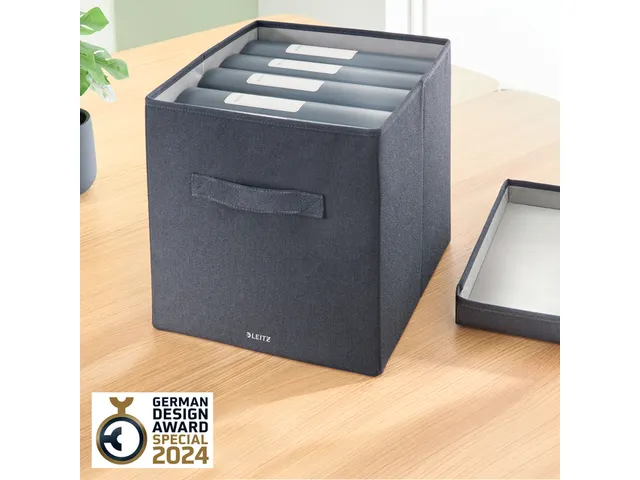 Boîte de rangement Leitz tissu avec couvercle 330x325x380mm gris 2pcs