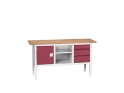 werkbank,HxBxD 830-930x1750x600mm,multiplexblad,uitrusting: 3laden