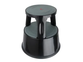 verrijdbaar opstapje,metaal,RAL9005,trede Ø 283mm,3geveerde wielen - 2