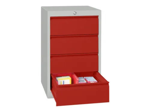 ladekast,HxBxD 800x500x600mm,4lade(n),cil.-slot,RAL7035,front RAL3000