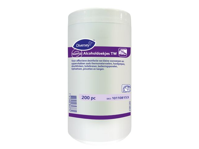 Lingettes Désinfectantes Sans Rinçage Diversey SUMA 200 Pièces - Nettoyage Rapide Surfaces, Alcool
