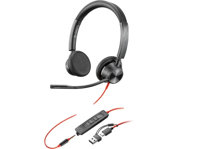 Poly Blackwire 3325 Stereo USB-C Headset + 3,5 mm plug + USB-C/A adapt