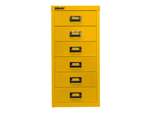 kantoor-ladekast HxBxD 590x279x380mm 6 laden romp + front geel staal