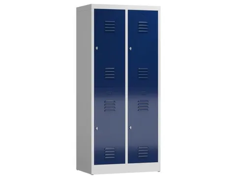 Dubbeldekse garderobekast 1800x800x500mm 2x2vak 400mm RAL7035 RAL5010