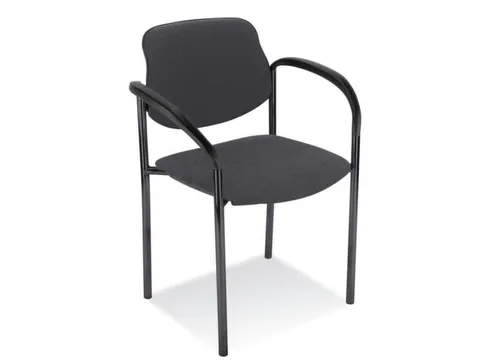 Bezoekersstoel,4Voeten Ronde Buis Zwart,M. Armleuningen