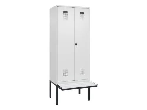 PBM-locker met bank,HxBxD 2120x800x815mm,2vak,vak B 400mm,draaigrendel