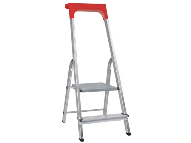 aluminium trapladder,eenzijdig,2treden,Stand H 0,35m,balk L 1,02m