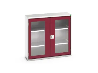 vitrinekast 1000x1050x350mm 2xStalen bodem romp RAL7035 front RAL3004 - 1
