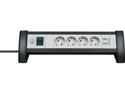 Stekkerdoos Brennenstuhl bureau Premium 4vdig incl 2 USB 1.8m wit/gs