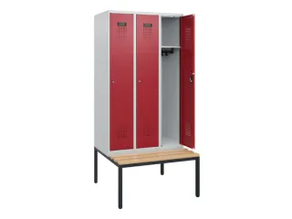 locker met bank,HxBxD 1950x900x815mm,3vak,vak B 300mm,cilinderslot - 1