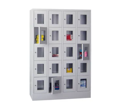 lockerkast,HxBxD 1850x1200x500mm,4x5vakken,RAL7035,front RAL3000