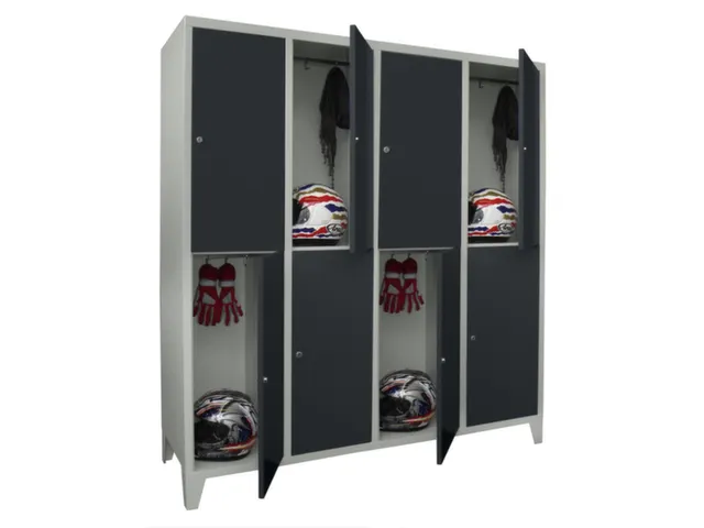 lockerkast,HxBxD 1850x1600x500mm,4x2vakken,RAL7035,front RAL7016