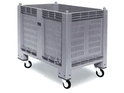 Stapelcontainer 850x1200x800mm 550 liter Wanden Gesleufd Wielen Grijs
