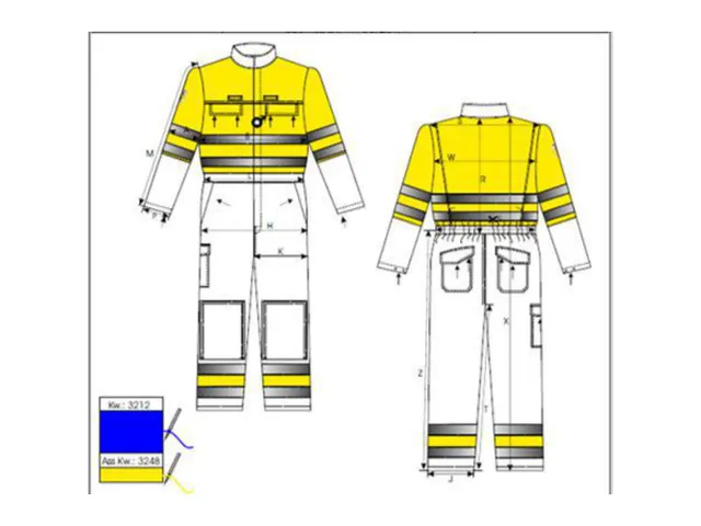 Van Moer 4C41/3212 overall voor Stork, blauw/geel, maat 56, per stuk