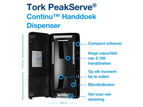 Tork 552508 H5 Elevation PeakServe Continu Handdoek Dispenser Zwart