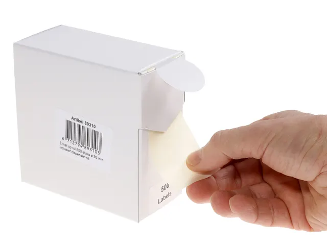 Etiquette sur rouleau 35mm blanc + dévidoir 500 pièces