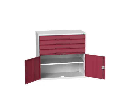 ladekast 1000x1050x550mm 4laden uittrekbaar 2deuren RAL7035 RAL3004