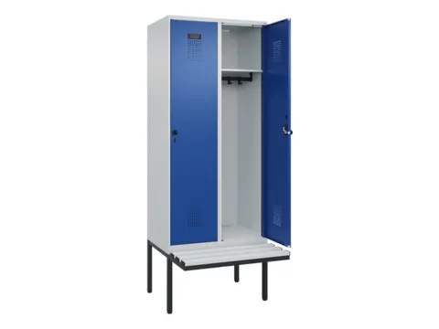 locker met bank,HxBxD 2120x800x815mm,2vak,vak B 400mm,draaigrendel