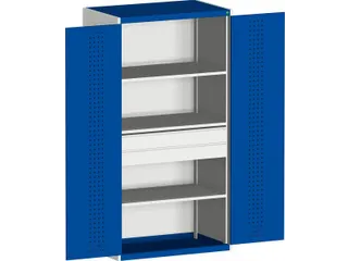 systeemkast 2000x1300x650mm 3xStalen bodem 2laden Ral7035 Ral5010 - 1