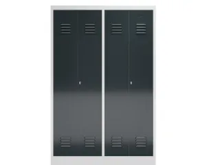 garderobekast HxBxD 1800x1185x500mm 4vak klink RAL7035 RAL7016 - 2