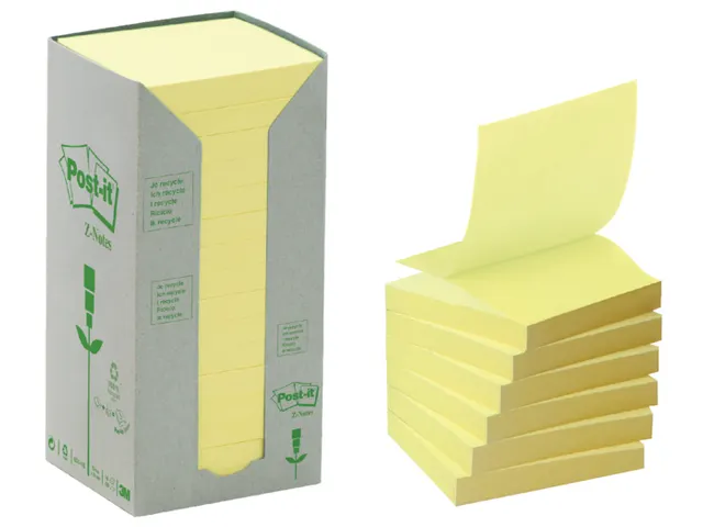 Memoblok Post-it Z-Note R330-1T 76x76mm recycled geel 16 stuks