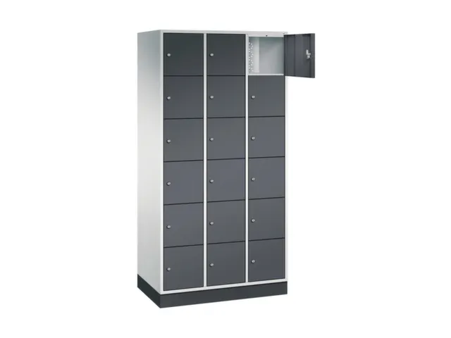 lockerkast,RAL 7035/RAL 7021,HxBxD 1950x920x500mm,3x6vakken,cil.-slot