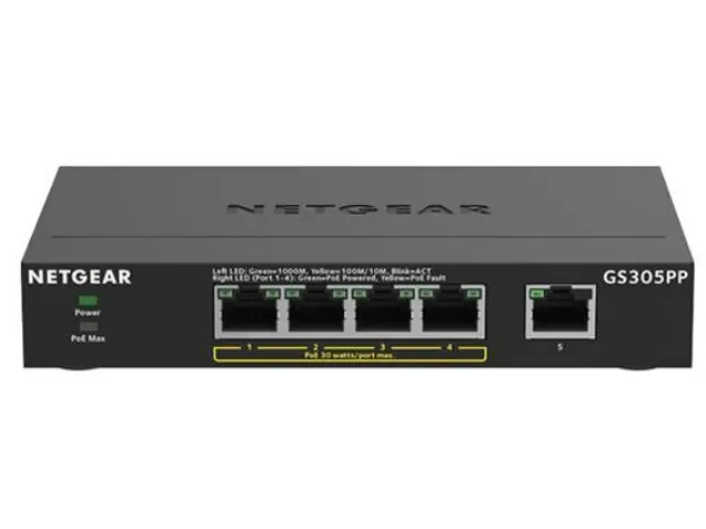 NETGEAR GS305PP, Unmanaged, Gigabit Ethernet (10/100/1000), Full duple