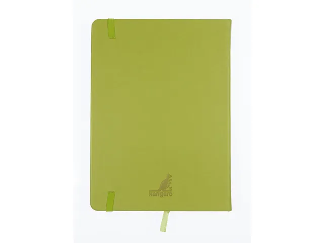 Schetsboek Kangaro A5 lime green PU HC 80 vel 140gr roomwit met elasti