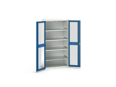 vitrinekast 2000x1050x550mm 4xStalen bodem romp RAL7035 front RAL5010