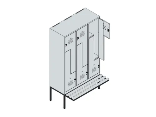 Z-garderobekast,HxBxD 2120x1200x815mm,6vak,vak B 400mm,draaigrendel