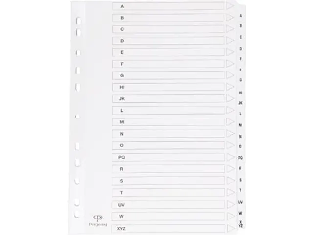 tabbladen met indexblad A4 11-gaats A-Z 20-delig Wit Karton