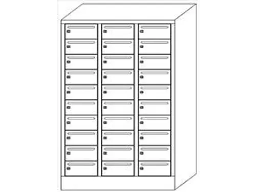 Postsorteerkast 1850x1230x500mm 3x10 Vakken Ral7035 Front Ral5010