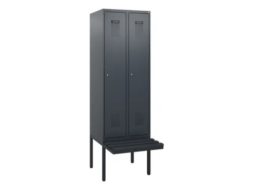 locker met bank,HxBxD 1950x600x815mm,2vak,vak B 300mm,cilinderslot
