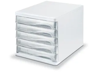 ladeblok,5lade(n),HxBxD 250x265x340mm,kunststof,wit,laden glashelder - 1