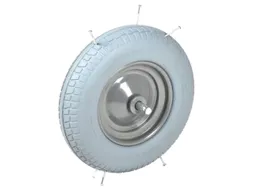 kruiwagenwiel,draagverm. 200kg,Ø 400mm,aslengte 250mm,PU-banden