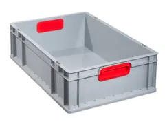 Euronorm-Stapelbak 600x400mm 170mm H Pp Wand/Bodem Gesloten Grijs/Rood