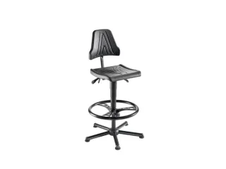 Werkplaatsstoel 535-785mmx420mmx440mm Pu Zwart Glijders Voetring - 1