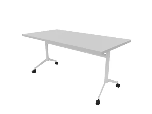 klaptafel,HxBxD 750x1600x800mm,hoekig,T-voet wit,ovale buis,blad grijs
