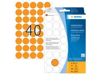 HERMA 2254 Multipurpose etiketten Rond 19mm Fluor Oranje 1280 stuks - 1