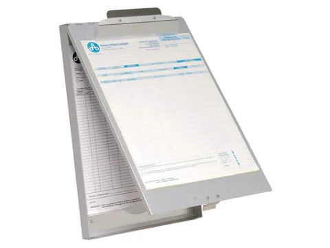 Klembord Westcott met opbergvak aluminium A4 (9 inchx 12 inch) open