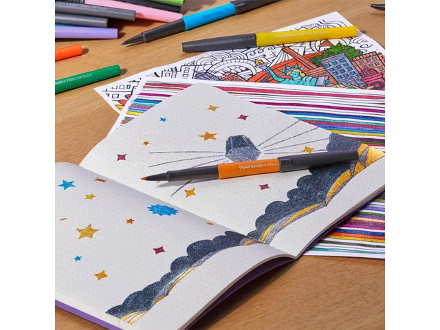 Fineliner Paper Mate Flair Metallic medium blister à 6 stuks