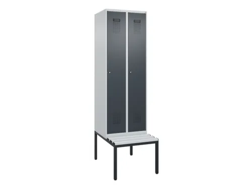 locker met bank,HxBxD 2120x600x815mm,2vak,vak B 300mm,cilinderslot