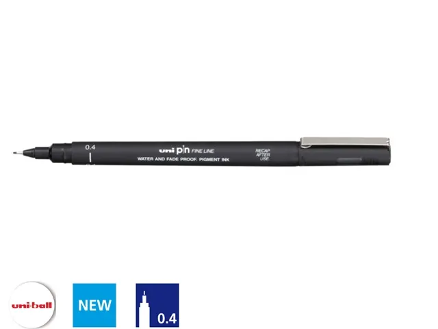 Fineliner Uni-ball Pin zwart 0.4mm