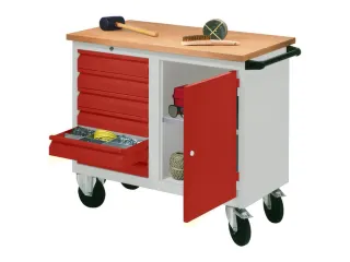 Werkplaatswagen 6 Laden 400kg Staalplaat Ral7035 Front Ral3000 - 2